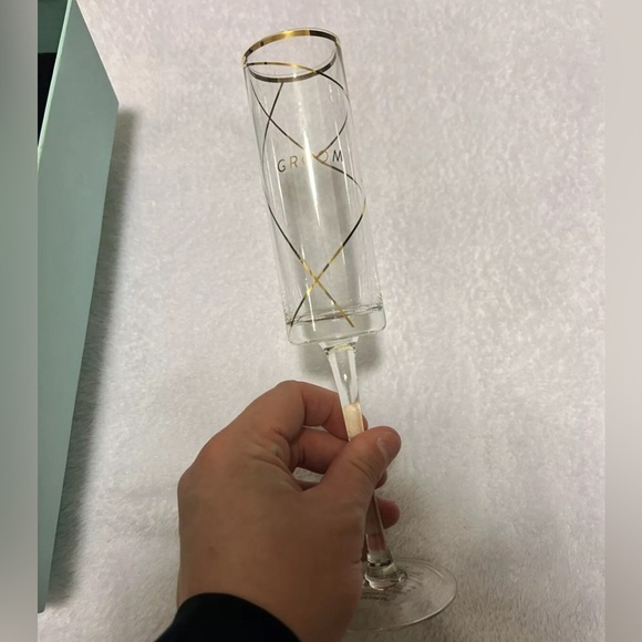 Bride And Groom Champagne Flutes, Glass, Gold Detail - Picture 4 of 4